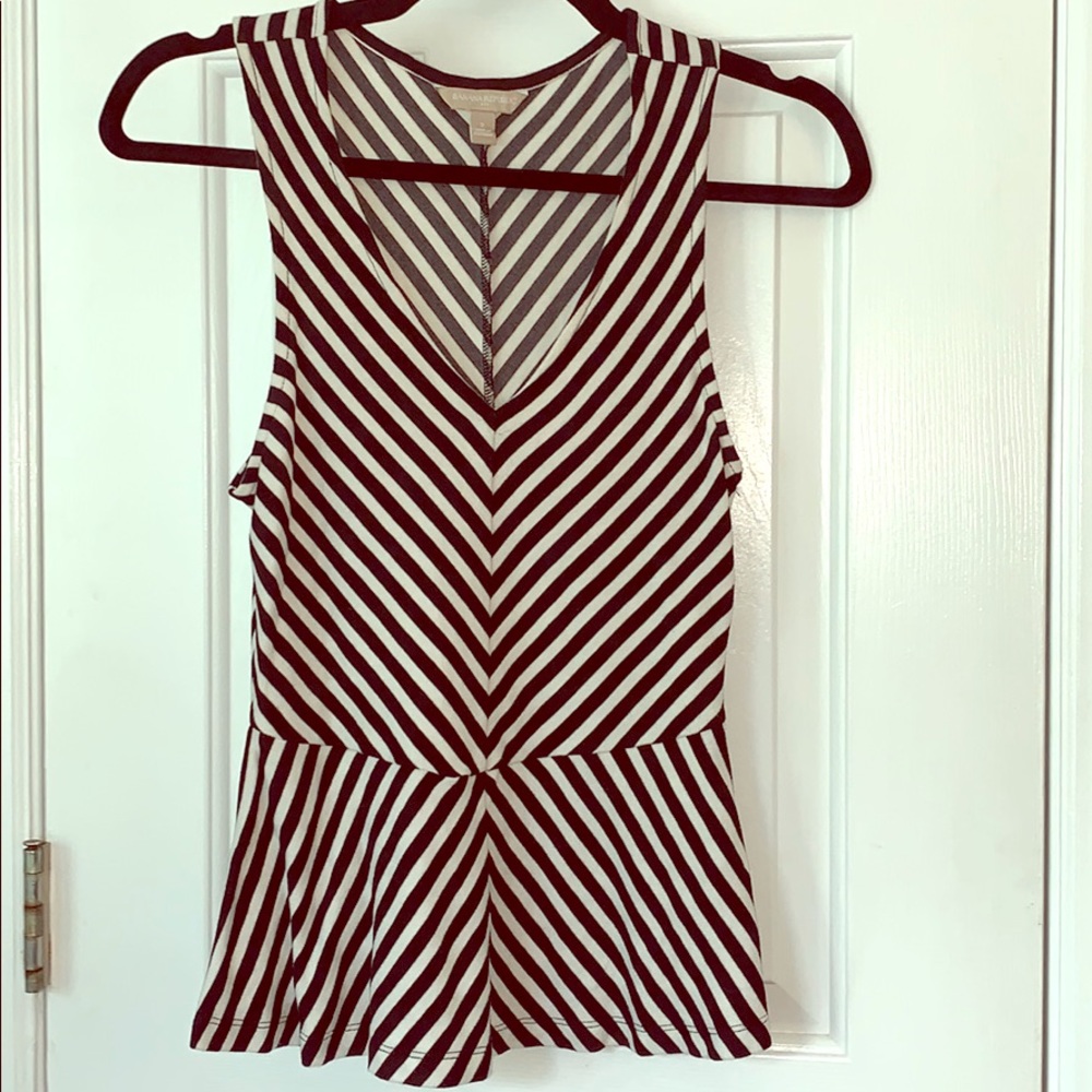 Black and white striped Sleeveless peplum top